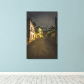 Kobblestone Road & Yellow Build in Mexico Canvas Afdruk (Insitu (Houten vloer))