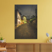 Kobblestone Road & Yellow Build in Mexico Canvas Afdruk (Insitu (Woonkamer))