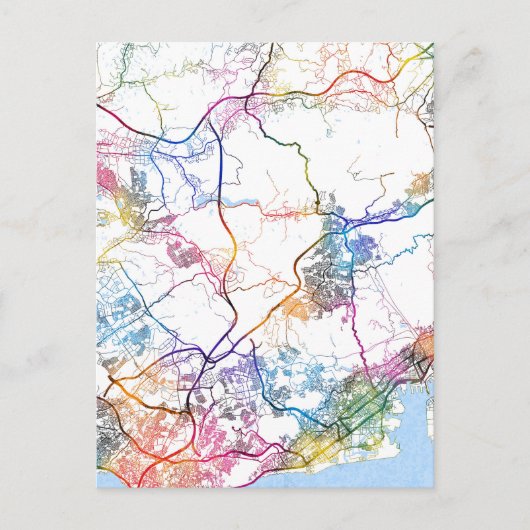 Kobe Japan City Map Briefkaart (Voorkant)