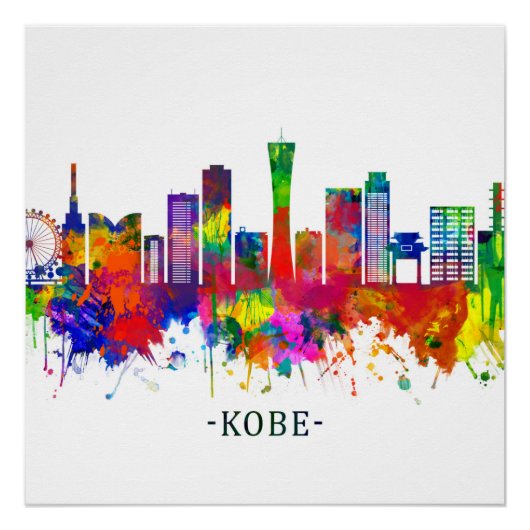 Kobe Japan Skyline Perfect Poster (Voorkant)