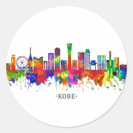 Kobe Japan Skyline Ronde Sticker (Voorkant)