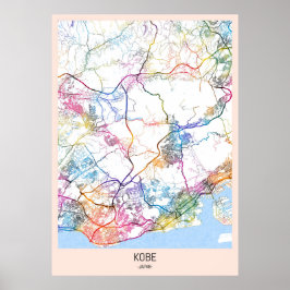 Kobe Japan Stadkaart Poster