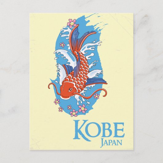 Kobe Japan Vintage reisposter Briefkaart (Voorkant)