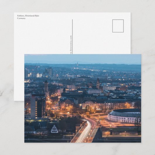 Koblenz 's nachts briefkaart (Voorkant / Achterkant)