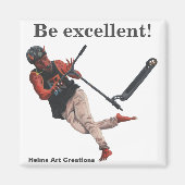 Kobold Kick Scooter Fantasy Art Button Magnet (Voorkant)