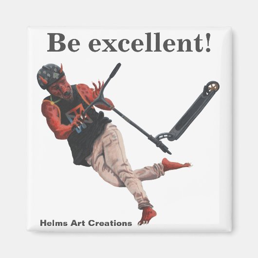 Kobold Kick Scooter Fantasy Art Button Magnet (Voorkant)