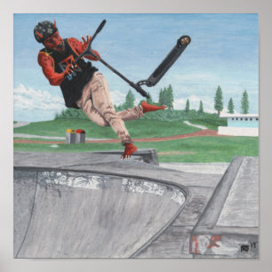 Kobold Kick Scooter Sports Fantasy Wall Art Poster