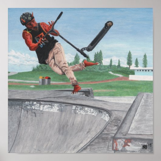 Kobold Kick Scooter Sports Fantasy Wall Art Poster (Voorkant)