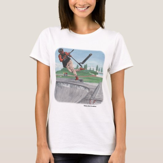 Kobold Kick Scooter Tricks Fantasy Art T-shirt (Voorkant)