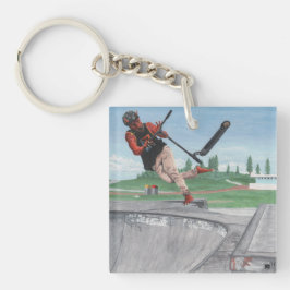 Kobold Scooter Trick Fantasy Art Acrylische Sleute Sleutelhanger