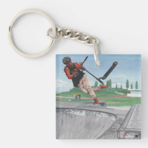 Kobold Scooter Trick Fantasy Art Acrylische Sleute Sleutelhanger