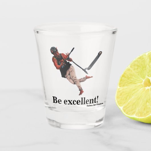 Kobold Scooter Tricks Fantasy Art Shot Glass Shot Glas (Voorkant)
