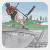 Kobold Scooter Tricks Fantasy Art Square Stickers (Voorkant)