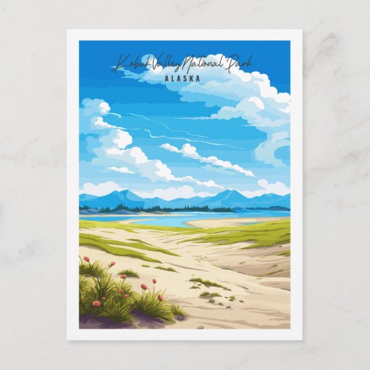 Kobuk Valley Alaska vintage reisillustratie Briefkaart (Voorkant)