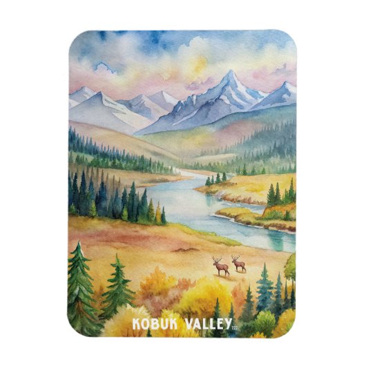 Kobuk Valley National Park Watercolor Painting Magneet (Verticaal)