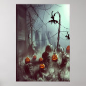 Kobwebben en pompoen | AI Art Poster (Voorkant)