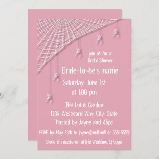 Kobwebben en White Spiders Bridal Shower Invitatio Kaart (Voorkant / Achterkant)