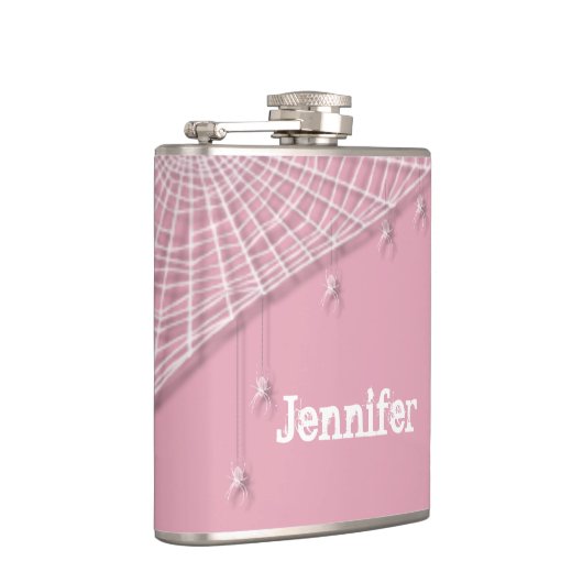 Kobwebben en witte spinnen heupfles (Rechts)