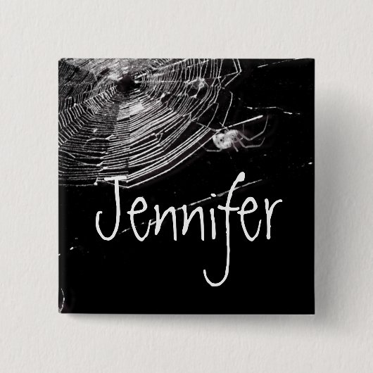 Kobwebben en witte spinnen vierkante button 5,1 cm (Voorkant)