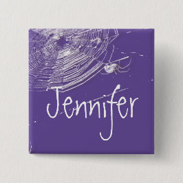 Kobwebben en witte spinnen vierkante button 5,1 cm