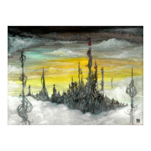 Koch City Oil op Gesso Board door Toby Mikle