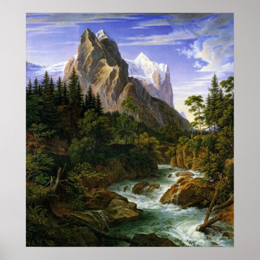 Koch - Das Wetterhorn von der Rosenlaui aus, 1824 Poster (Voorkant)