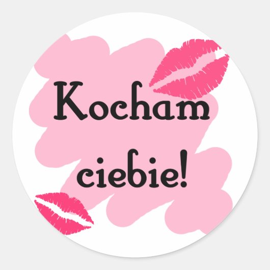 Kocham ciebie - Pools Ik hou van je Ronde Sticker (Voorkant)