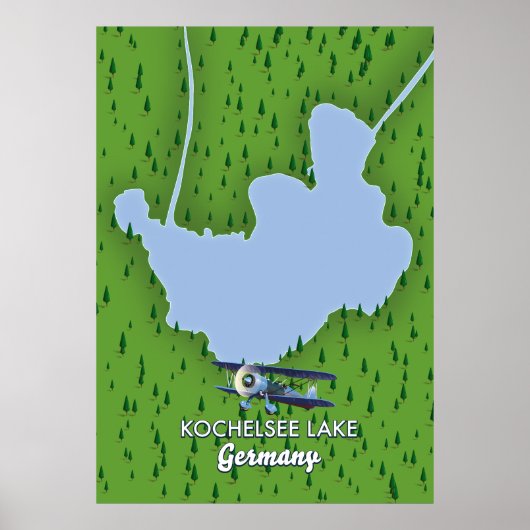 Kochelsee lake, Germany map  Poster (Voorkant)