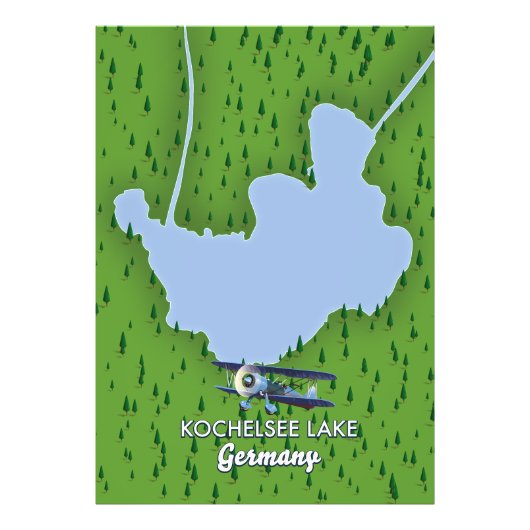 Kochelsee meer, Duitsland kaart Foto Afdruk (Voorkant)