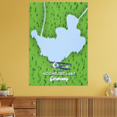 Kochelsee-meer, kaart van Duitsland Canvas Afdruk (Insitu (Woonkamer))
