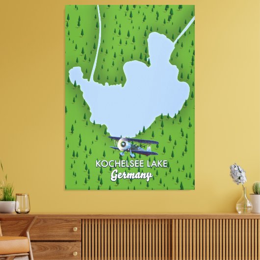 Kochelsee-meer, kaart van Duitsland Canvas Afdruk (Insitu (Woonkamer))