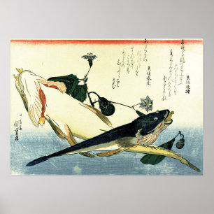 Kochi - Hiroshige's kleurrijke Japanse visprint Poster