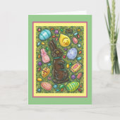 KOCOLAAT EENVOUDIGERE BUNNY, CHICK, EIEREN, JELLY FEESTDAGEN KAART (Voorkant)