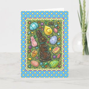 KOCOLAAT EENVOUDIGERE BUNNY, CHICK, EIEREN, JELLY FEESTDAGEN KAART