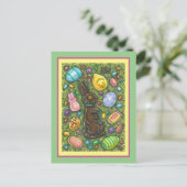 KOCOLAAT EENVOUDIGERE BUNNY, CHICK, EIEREN, JELLY  FEESTDAGENKAART (Staand voorkant)