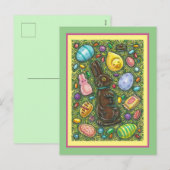 KOCOLAAT EENVOUDIGERE BUNNY, CHICK, EIEREN, JELLY  FEESTDAGENKAART (Voorkant / Achterkant)