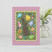 KOCOLAAT EENVOUDIGERE BUNNY, CHICK, JELLY BEANS Fl Feestdagenkaart (Staand voorkant)