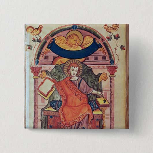 Kod.22 St. Mark, uit het Ada-manuscript Vierkante Button 5,1 Cm (Voorkant)