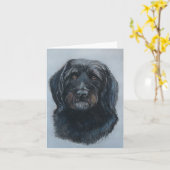 Koda Golden Doodle Dog Art Kaart (Gele Bloem)