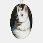 Kodah The White Shepherd Wolfdog Keramisch Ornament (Links)