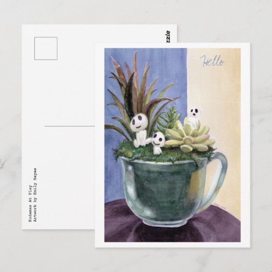 Kodamas bij het spelen briefkaart (Voorkant / Achterkant)