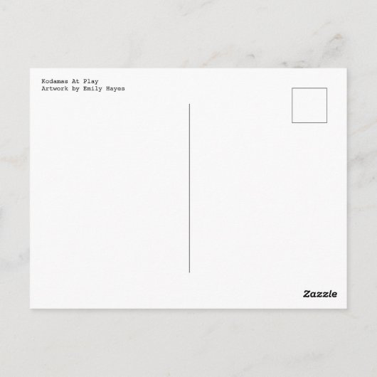 Kodamas bij het spelen briefkaart (Achterkant)