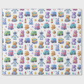Kodering Mascottes Cute Robots Leren ABC Cadeaupapier (Vlak)