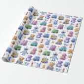 Kodering Mascottes Cute Robots Leren ABC Cadeaupapier (Uitgerold)