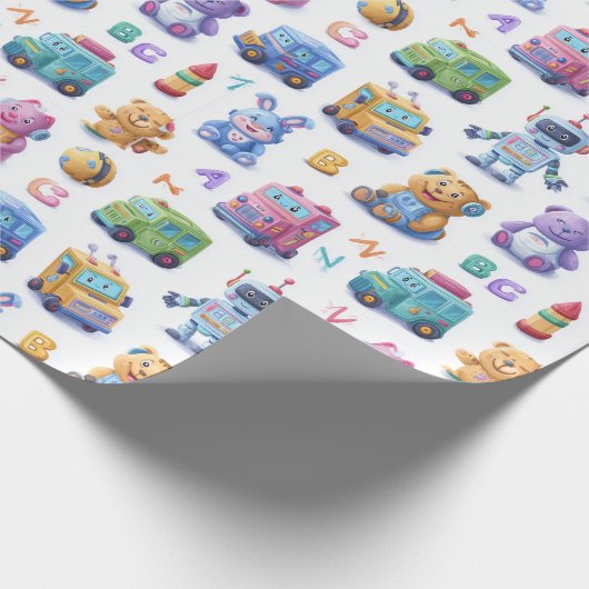 Kodering Mascottes Cute Robots Leren ABC Cadeaupapier (Hoek)