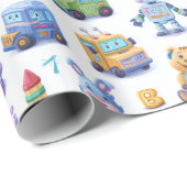 Kodering Mascottes Cute Robots Leren ABC Cadeaupapier (Rol Hoek)