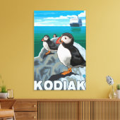 Kodiak, AlaskaPuffins en Alaskan Cruise Ship Canvas Afdruk (Insitu (Woonkamer))