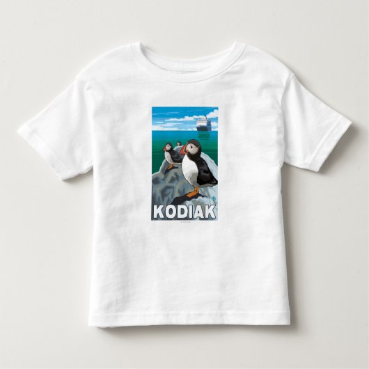 Kodiak, AlaskaPuffins en Alaskan Cruise Ship Kinder Shirts (Voorkant)