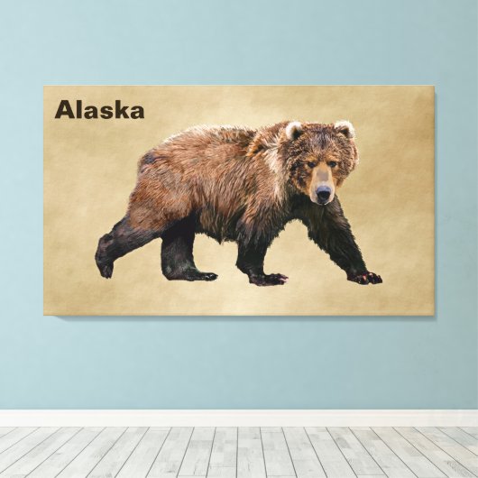 Kodiak-Beer Canvas Afdruk (Insitu (Houten vloer))