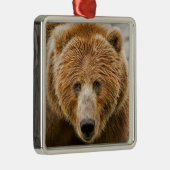 Kodiak Beer Gezicht - Wild Alaska Metalen Ornament (Rechts)